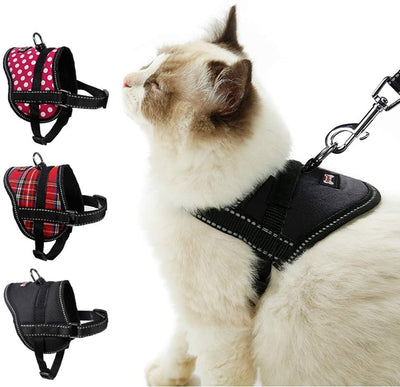 TOLEAP Arnés de gato con correa ajustable de malla suave arnés correa a prueba de escape gato chaleco arnés con correa reflectante para gatos pequeños al aire libre caminar - BESTMASCOTA.COM