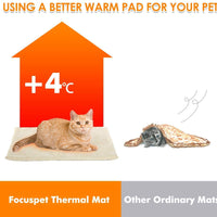 Focuspet - Alfombrilla térmica para gato, almohadilla de calefacción para mascotas, 19 x 16 pulgadas, 28 x 20 pulgadas, almohadilla de auto calentamiento para perros y gatos, impermeable, innovadora y respetuosa con el medio ambiente - BESTMASCOTA.COM