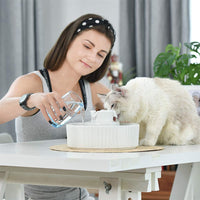 Fuente de agua de cerámica para mascotas Cepheus 360, fuente avanzada de agua de porcelana para gatos, 70 onzas. Fuente de agua para beber para gatos y perros con filtros de repuesto y espuma (blanco) - BESTMASCOTA.COM