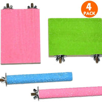 Colorful Bird Perch Stand Platform Natural Wood Playground Paw Grinding Clean for Pet Parrot Budgies Parakeet Cockatiels Conure Lovebirds Rat Mouse Cage Accessories Exercise Toys (4 Color) - BESTMASCOTA.COM