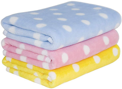 Tamu Style Manta de forro polar para perro y suave manta para cachorro gato para coche, sofá, cama y rosa, azul y amarillo, 3 paquetes de 3 colores - BESTMASCOTA.COM