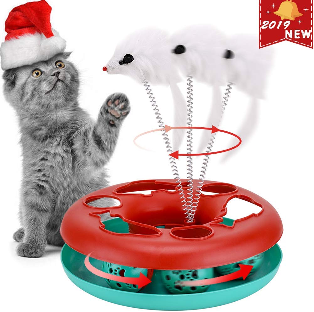 Juguetes interactivos para gatos, pelotas para atrapar a tu mascota, juguete divertido con el ratón, ejercicio de Navidad - BESTMASCOTA.COM