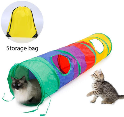 Ace One - Túnel plegable para mascotas, juguete para interior y exterior, juguete para cachorros, para entrenamiento de equitación y correr con una divertida bola y dos agujeros - BESTMASCOTA.COM