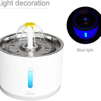 Cat Water Fountain Pet Fountain Stainless Steel, 2.4L Cat Water Dispenser with 3 Replacement Filters and Cleaning Brushes, Ultra Quiet Water Level Window with LED Light 3 Ways to Drink - BESTMASCOTA.COM