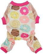 Pijama con dulces donas Fitwarm para perros, de algodón suave, remeras PJS, color rosa - BESTMASCOTA.COM