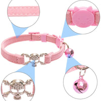 KOOLTAIL - Collar para gato con diseño de calavera con campana, 2 collares para mascotas con hebilla de seguridad, accesorio para gatos, gatitos, color negro y rosa - BESTMASCOTA.COM