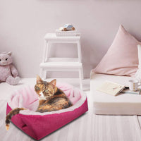 YUNNARL - Cama para gato (convertible) - Alfombrilla para gatos de pelo ligero y cálido, lavable a máquina, ideal para interiores de gatos, suelos, asientos traseros de coche, color rosa - BESTMASCOTA.COM