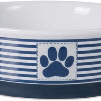 Bone Dry DII Paw Patch & Stripes Ceramic Pet Bowl for Food & Water with Non-Skid Silicone Rim for Dogs and Cats - BESTMASCOTA.COM