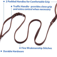 FOCUSPET Correa de piel para perro con doble asa, 6 pies, correa de piel trenzada con asa de tráfico, resistente, correa para perros grandes/medianos, mayor control de entrenamiento de seguridad, protege al perro en el tráfico, 6 pies - BESTMASCOTA.COM