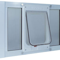 Ideal Pet Products Puerta de aluminio para mascotas, ajustable para adaptarse a anchos de ventanas de 27 a 32 pulgadas. - BESTMASCOTA.COM