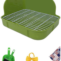 Humorous.P - Inodoro para mascotas, tamaño pequeño, forma de esquina, para animales pequeños, conejos, cobayas, galesaurios y hurones, material de plástico rectangular - BESTMASCOTA.COM