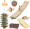 ShellKingdom Hamster Chewing Toys, Guinea Pig Chinchilla Natural Wooden Dumbbells Exercise Bell Roller Stick Seesaw Swing Teeth Care Chew Molar Toy Accessories for Gerbil Rat Rabbit Bird Bunny - BESTMASCOTA.COM