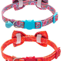 BINGPET 2 collares para gatos con campana, collar de seguridad ajustable para gatos, gatitos, cachemir - BESTMASCOTA.COM