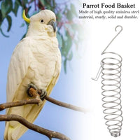 Parrot - Cesta de alimentos de acero inoxidable para pájaros, frutas, verduras, utensilios para pájaros para cacatúas, cacatúas, cacatúas, color gris africano, macaw de Amazon, diseño de pájaros - BESTMASCOTA.COM