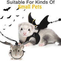 PAWABOO - Arnés de piel para reptiles, 3 tamaños, ajustable, con alas de murciélago para lagarto, reptiles, anfibios, animales pequeños, pequeños, medianos y grandes, negro y dorado - BESTMASCOTA.COM
