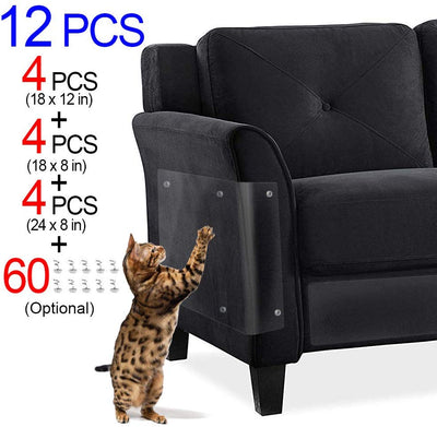 KEBE Protector de arañazos para mascotas, paquete de 12, transparente, flexible, autoadhesivo, para gatos, perros, garras con alfileres, protector de muebles para gatos para sofá, puerta, paredes, colchón - BESTMASCOTA.COM