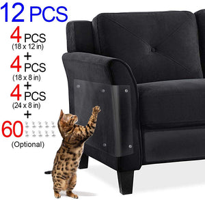 KEBE Protector de arañazos para mascotas, paquete de 12, transparente, flexible, autoadhesivo, para gatos, perros, garras con alfileres, protector de muebles para gatos para sofá, puerta, paredes, colchón - BESTMASCOTA.COM