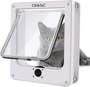 CEESC Puerta para gato, puerta magnética para mascotas con cerradura giratoria de 4 vías para gatos, gatitos y gatitos, versión actualizada - BESTMASCOTA.COM