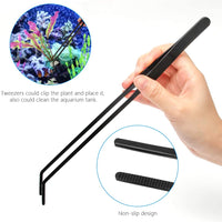 Liveek - Kit de herramientas para acuario acuario, 4 en 1, antióxido, herramienta acuática para acuascaping, acero inoxidable, pinzas negras, espátula para acuario, tanque de peces, herramientas acuáticas, juego de herramientas para acuario, color negro - BESTMASCOTA.COM