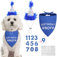 BINGPET - Bandana de cumpleaños para perro, bufanda y gorro de cumpleaños reutilizable para perro, con 0-8 figuras - BESTMASCOTA.COM