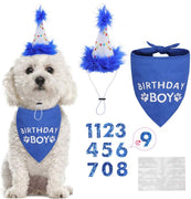 BINGPET - Bandana de cumpleaños para perro, bufanda y gorro de cumpleaños reutilizable para perro, con 0-8 figuras - BESTMASCOTA.COM