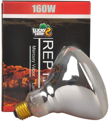 LUCKY HERP Reptile UVA UVB Mercury Vapor Bombilla lámpara, rosca de tornillo, PAR 38,160 W, revestido - BESTMASCOTA.COM