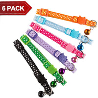 PUPTECK Collar de gato – 6 piezas de lunares ajustables con campana Fit Kitty - BESTMASCOTA.COM