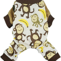 Pijama para mascotas Fitwarm de algodón suave con estampado de monos, marrón - BESTMASCOTA.COM