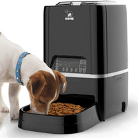 Comedero automático para mascotas | Comedero programable para perros y gatos de tamaño mediano y pequeño - Control de porciones de hasta 4 comidas/día, grabación de voz, batería y enchufe de 6,5 l (negro) - BESTMASCOTA.COM