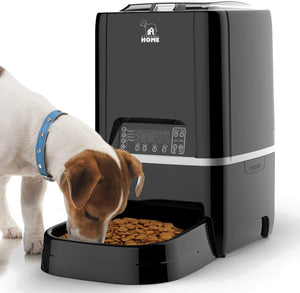 Comedero automático para mascotas | Comedero programable para perros y gatos de tamaño mediano y pequeño - Control de porciones de hasta 4 comidas/día, grabación de voz, batería y enchufe de 6,5 l (negro) - BESTMASCOTA.COM
