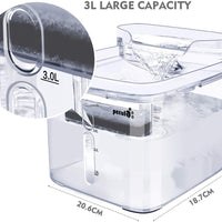 Fuente de agua Pecute para gatos, 3 l/3 modo de salida automático, diseño transparente, dispensador de agua para perro con 2 filtros reutilizables para gatos, perros, múltiples mascotas - BESTMASCOTA.COM