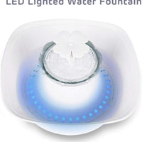 iPettie Clover - Fuente de agua para mascotas con luz LED, ultra silencioso, dispensador de agua para gatos y perros, fuente de alimentación de dos vías con una gran capacidad de 0.6 galones - BESTMASCOTA.COM