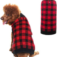 PUPTECK suéter de perro a cuadros estilo mascota gato invierno ropa de punto caliente - BESTMASCOTA.COM