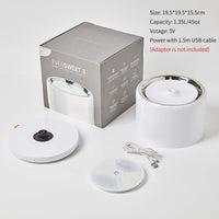 PetKIT Fuente de agua de acero inoxidable, fuente de agua inteligente para mascotas de 1,35 l/46 oz con luz LED, funciona con pilas, ultra silenciosa, bomba de apagado automático, modo de trabajo dual automático para gatos - BESTMASCOTA.COM