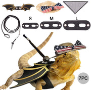 Nobranded Lizard Harness Bearded Dragon Leash and Belt Hammock National Flag Hat 7 pc Set, Adjustable Amphibian and Other Small Pet Reptile Harness （S, M, L ）+ 1 Straw Hat + 1 Hammock - BESTMASCOTA.COM