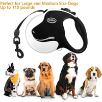 QiMH Correa retráctil para perro, 360 ° sin enredos, resistente y reflectante de 16.0 ft con asa antideslizante para perros de tamaño mediano y grande de hasta 110 libras, freno de una mano, pausa y bloqueo - BESTMASCOTA.COM