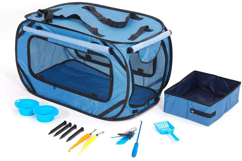 Cat Travel Cage Portable for Car Foldable Cat Cage Kennel for