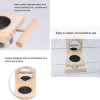 kathson Bird Feeder Parrot Perches Toys Mirror Stand Stainless Steel Food Bowl Cup Cage Accessories Fun Play for Canaries,Parakeet,Cockatiel,Conure,Cockatoo,Lovebirds - BESTMASCOTA.COM