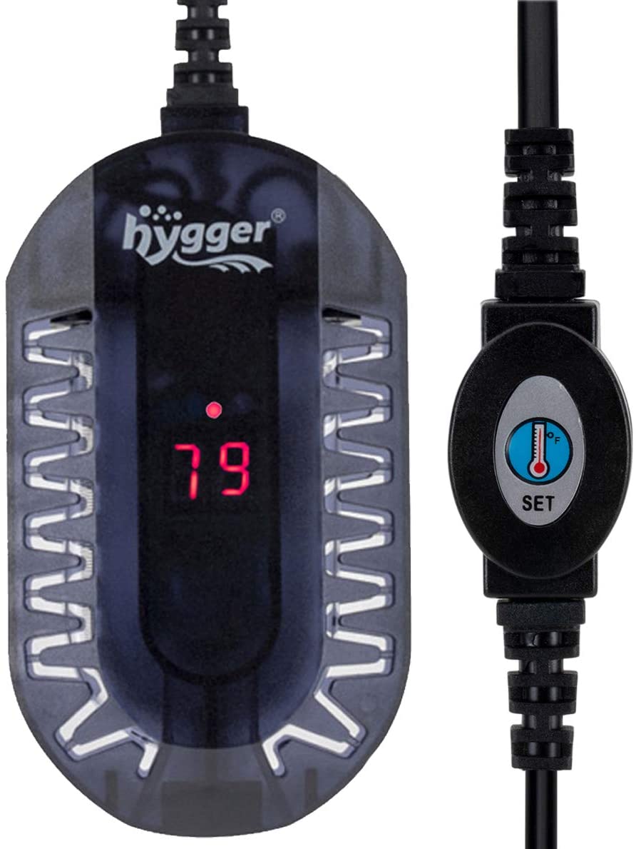 Hygger Mini calentador sumergible para acuario, 50 W, 100 W, LED ajustable, pantalla digital de temperatura, pequeño calentador de tanque para tortuga, Betta, peces, calentador de agua con protección - BESTMASCOTA.COM