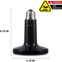 Aomryom 150W 2 Pack de Emisor de calor de cerámica infrarroja Reptile lámpara de calor – No se emite luz sin daño lámpara de calentador para Lizard Snake Coop Pollo Tortuga Acuario Pet Brooder – Fuente de calor 24 horas – Negro - BESTMASCOTA.COM