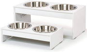 PetFusion - Cuencos elevados para perros, cuencos para gatos (4 pulgadas, 8 pulgadas de altura), bambú con sello resistente al agua. Cuencos elevados de acero inoxidable de grado alimenticio de EE. UU. - BESTMASCOTA.COM