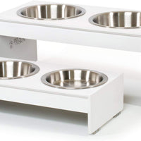 PetFusion - Cuencos elevados para perros, cuencos para gatos (4 pulgadas, 8 pulgadas de altura), bambú con sello resistente al agua. Cuencos elevados de acero inoxidable de grado alimenticio de EE. UU. - BESTMASCOTA.COM