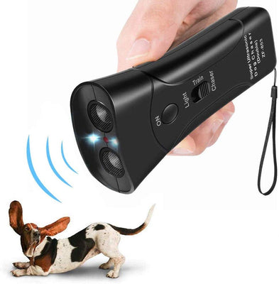 FANZO repelente de perro de mano, dispositivo antiladridos ultrasónico de doble canal, tope de corteza para mascotas y herramienta de entrenamiento para perros - BESTMASCOTA.COM