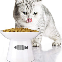 Yangbaga - Cuenco de agua y comida para gatos mayores grandes, antideslizante, 4.8 x 6.4 pulgadas, cuencos de cerámica premium con soporte, resistente y anticaídas - BESTMASCOTA.COM