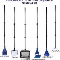 Toopify - Herramientas de limpieza para acuario, 6 en 1, kit de limpieza ajustable y limpiador de grava para tanque de peces, sifón para cambio de agua y limpiador de arena - BESTMASCOTA.COM