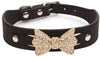 aolove Moda Rhinestones Diamante mariposa lazo corbata ajustable Piel Sintética mascota collares para perros gatos cachorro - BESTMASCOTA.COM