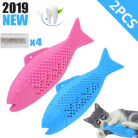 Dillitop Catnip Juguetes para gatos, juguete interactivo de goma natural con forma de pez para gatos, eficaz para limpiar los dientes de gato, cuidado dental, palillo para masticar para mascotas, gatos, 2 unidades - BESTMASCOTA.COM