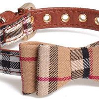 Axgo - Collar con pajarita para cachorro o gatito, diseño de cuadros - BESTMASCOTA.COM
