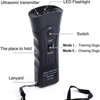 Repelente y entrenador de perro de mano, tapón de corteza con linterna LED, disuasorio ultrasónico de infrarrojos para perro, para seguridad, al aire libre, caminar, entrenador de perros 100% seguro para mascotas y humanos - BESTMASCOTA.COM