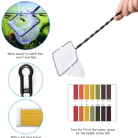 Liveek 6 en 1 Aquascaping herramienta de acero inoxidable plateado pinzas tijeras espátula para tanque de peces limpieza Aquascape herramientas con red de pesca, 80p PH papel (plata) - BESTMASCOTA.COM